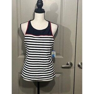 Nautica Blue & White with Red Trim Exercise or Swim Top Sz 14 NWT ***